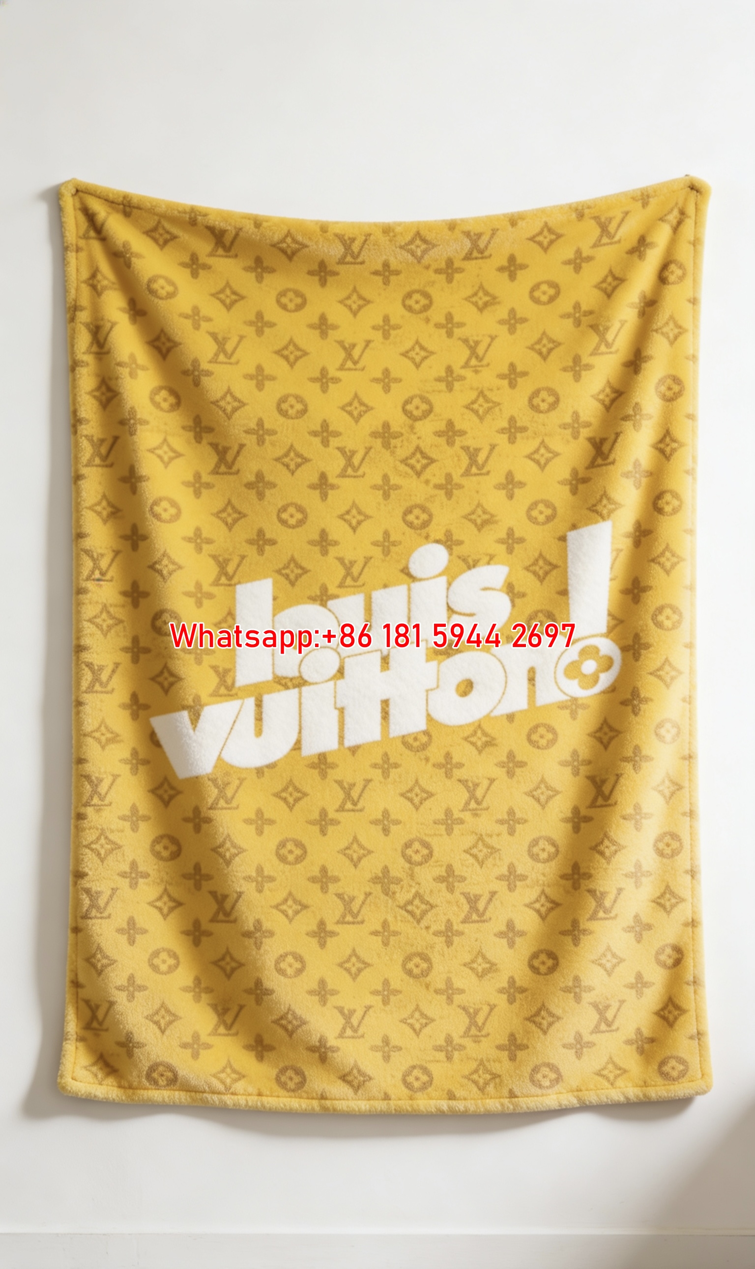 Yellow LV Monogram Blanket Bold LV Logo Yellow Throw IMG_3623